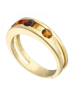 Anillo de oro amarillo 18K con diseño y piedras sintéticas