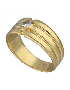 Anillo de Oro amarillo 18K con diseño y Brillante