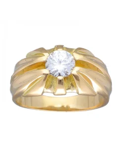 Anillo de Oro amarillo 18K con diseño y Circonita