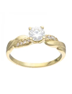 Anillo de oro amarillo 18K con diseño y brillantes