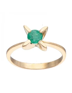 Anillo de oro amarillo 18K con diseño y piedras sintéticas