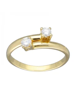 Anillo de Oro amarillo 18Kcon diseño y 2 Brillantes