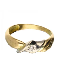 Anillo de Oro amarillo y blanco 18K con diseño y Brillante