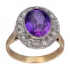 Anillo de Oro amarillo y blanco 18K con diseño, Brillantes y Amatista