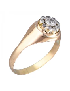Anillo de Oro amarillo y blanco 18K con diseño y Brillantes