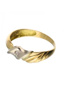 Anillo de Oro amarillo y blanco 18K con diseño y Brillante