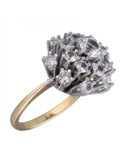 Anillo de Oro amarillo y blanco 18K con diseño y Circonitas
