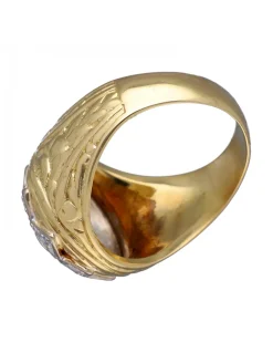 Anillo de Oro amarillo y blanco 18K con diseño y Brillantes