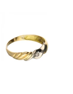 Anillo de Oro amarillo y blanco 18K con diseño y Brillante
