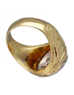 Anillo de Oro amarillo y blanco 18K con diseño y Brillantes