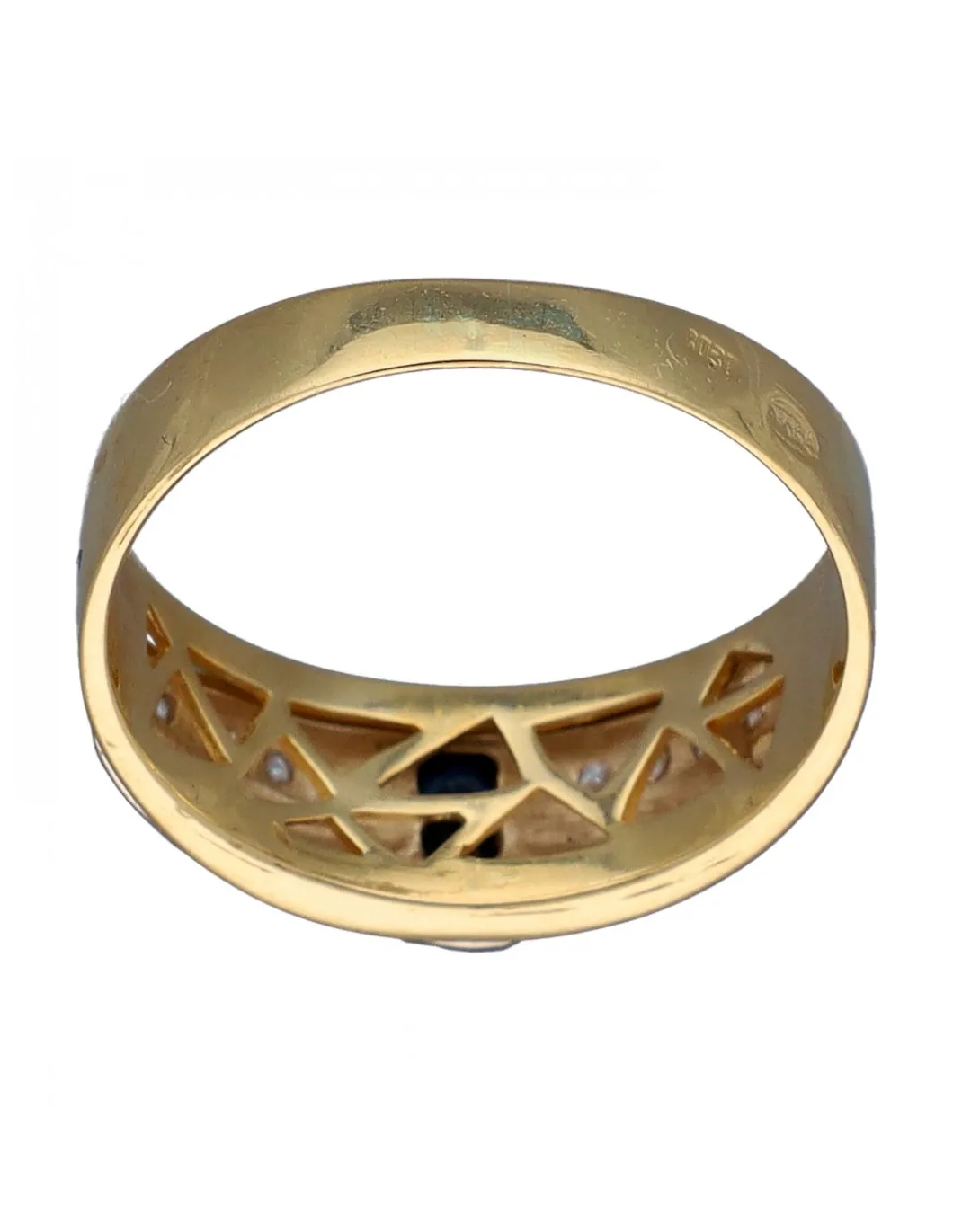 Anillo de Oro amarillo y blanco, con diseño Coctel, Circonitas y Ónix