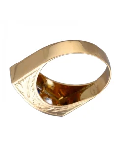 Anillo de Oro amarillo y blanco 18K con diseño, Piedra Sintética azul y Circonitas