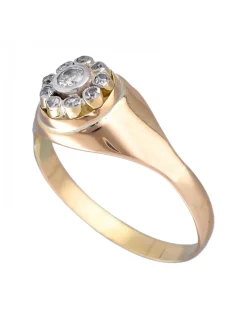 Anillo de Oro amarillo y blanco 18K con diseño y Brillantes