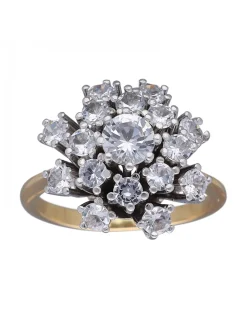 Anillo de Oro amarillo y blanco 18K con diseño y Circonitas