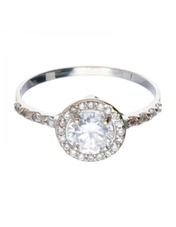 Anillo de oro blanco 18 kl con zirconitas