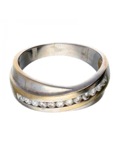 Anillo de oro blanco 18 kl zirconitas