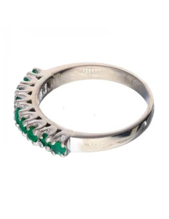 Anillo de oro blanco 18 kl con esmeraldas
