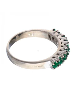 Anillo de oro blanco 18 kl con esmeraldas