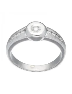 Anillo de oro blanco 18 Kl con diseño y brillantes circundantes