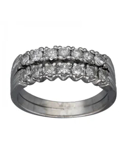 Anillo de Oro blanco con diseño Alianza y catorce Circonitas