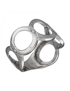 Anillo de Oro blanco con diseño de aros huecos y Circonitas