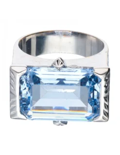 Anillo de oro blanco con aguamarina