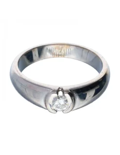 Anillo de Oro blanco con diseño Solitario y Brillante