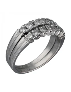 Anillo de Oro blanco con diseño Alianza y catorce Circonitas