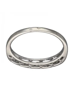 Anillo de Oro blanco con diseño Aniversario y fila de 9 Circonitas