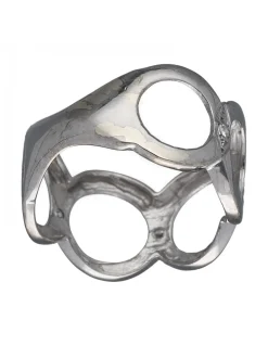 Anillo de Oro blanco con diseño de aros huecos y Circonitas
