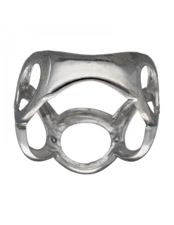 Anillo de Oro blanco con diseño de aros huecos y Circonitas
