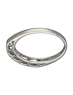 Anillo de Oro blanco con diseño Aniversario y fila de 9 Circonitas