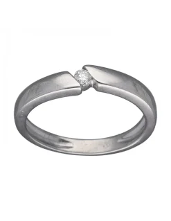 Anillo de Oro blanco 18K con diseño y Zircon