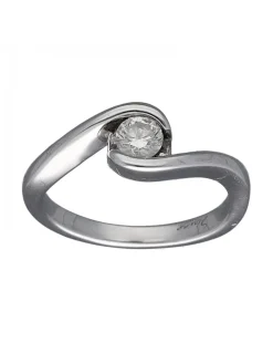 Anillo de Oro Blanco 18K con diseño y Brillantes