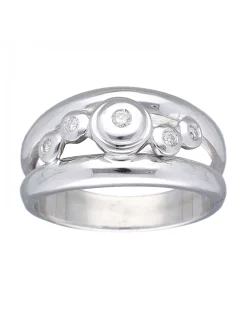 Anillo de Oro blanco 18K con diseño y Brillantes