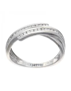 Anillo de oro blanco 18K con diseño y brillantes