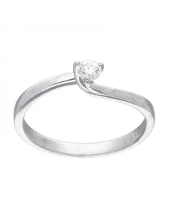 Anillo de oro blanco 18K con diseño y brillante