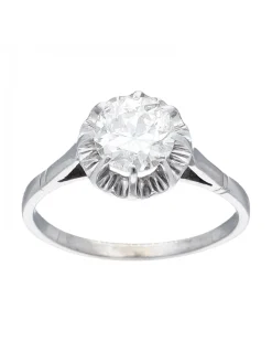Anillo de oro blanco 18K con diseño y brillante