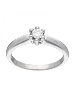 Anillo de oro blanco 18K con diseño y brillante