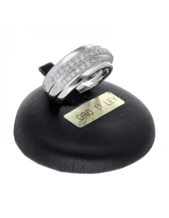 Anillo de oro blanco 18K con diseño y brillantes