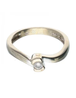 Anillo de Oro blanco 18K con diseño y Brillante