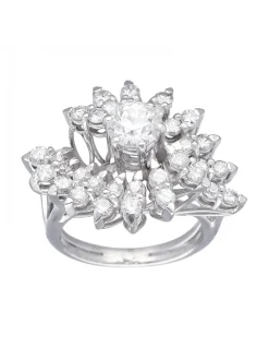 Anillo de Oro blanco 18K con diseño y Brillantes