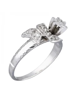 Anillo de Oro blanco 18K con diseño y Brillante
