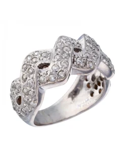 Anillo de oro blanco 18K con diseño y circonitas