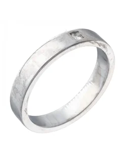 Anillo de Oro blanco 18K con diseño y Brillante