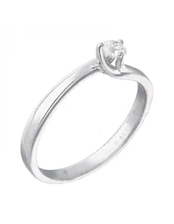 Anillo de oro blanco 18K con diseño y brillante