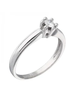 Anillo de oro blanco 18K con diseño y brillante