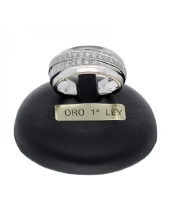 Anillo de oro blanco 18K con diseño y brillantes