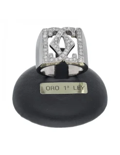 Anillo de oro blanco 18K con diseño CC