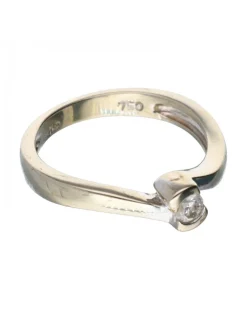 Anillo de Oro blanco 18K con diseño y Brillante